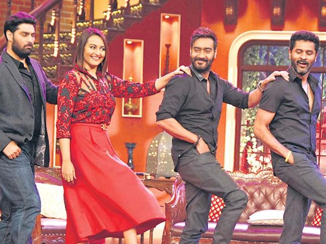 Kunaal Roy Kapur, Sonakshi Sinha, Ajay Devgn and Prabhudheva danced on the sets of Comedy Nights with Kapil . Kunaal Roy Kapur, Sonakshi Sinha, Ajay Devgn and Prabhudheva danced on the sets of Comedy Nights with Kapil .