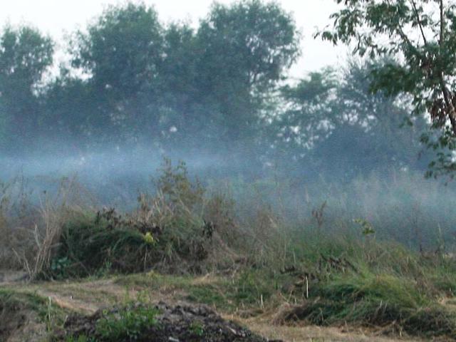 A trail of smoke left behind after terrorists fire RPG during an encounter in Pind village. (Photo credit: Indian Army)
