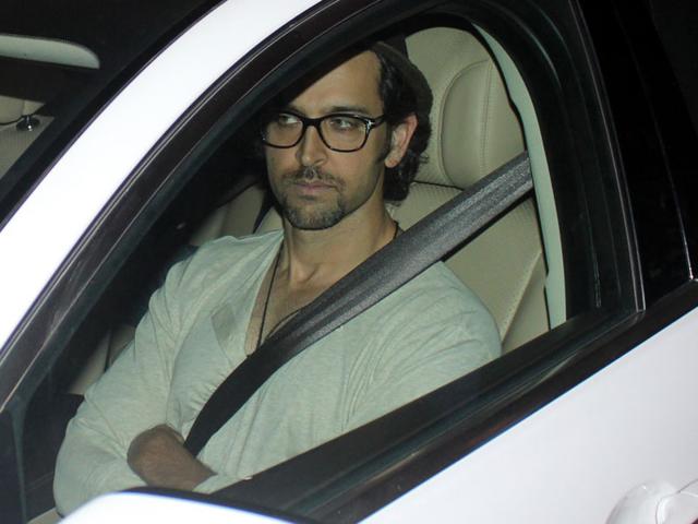 Bollywood actor Hrithik Roshan arrived in Indore on Friday to attend a corporate event. (Shankar Mourya/HT photo)