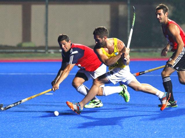 Argentina hockey team during the practice session at Kalinga Stadium, Bhubaneswar. (Virendra Singh Gosain/HT Photo)