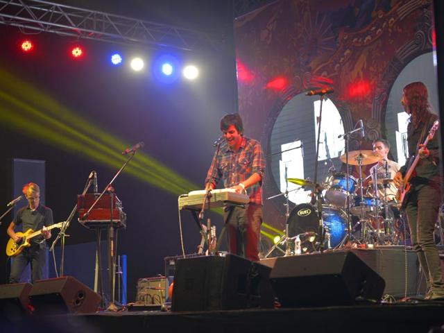Goldspot: A blend of New Jersey and New Delhi, US indie pop band Goldspot played on day two of Bacardi NH7 Weekender in Delhi. Goldspot: A blend of New Jersey and New Delhi, US indie pop band Goldspot played on day two of Bacardi NH7 Weekender in Delhi.