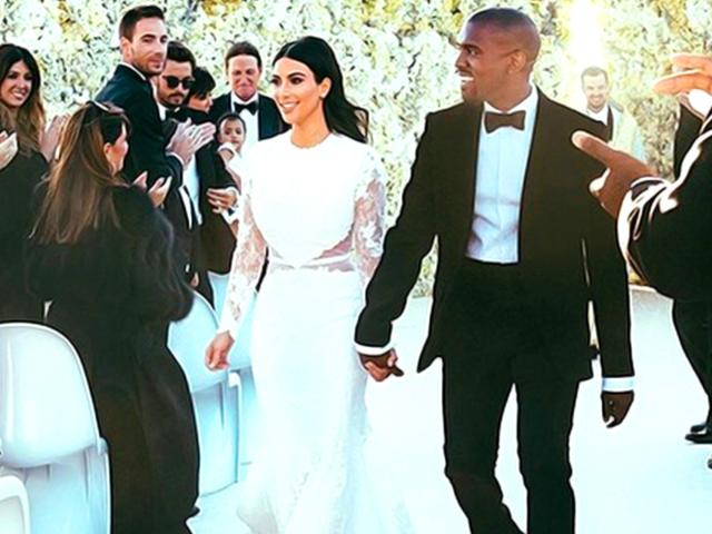 Reality-TV-star-Kim-Kardashian-and-rapper-Kanye-West-at-their-wedding-Instagram