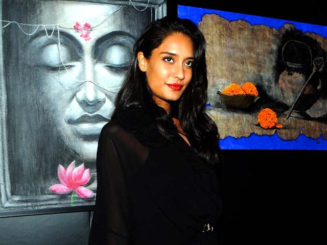 Actor Lisa Haydon attends a charity art auction and fundraiser in support for medical camps and cataract surgeries in Mumbai. (AFP Photo)