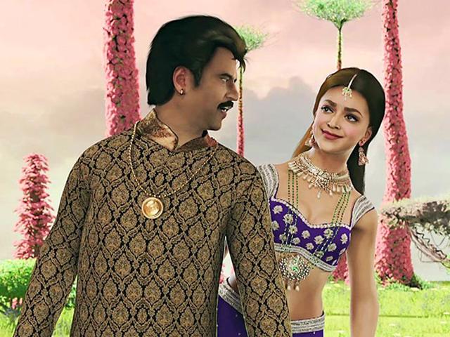 Rajinikanth and Deepika in Kochadaiyaan - In this animated revenge saga Rajinikanth was paired with Bollywood A-lister Deepika Padukone.