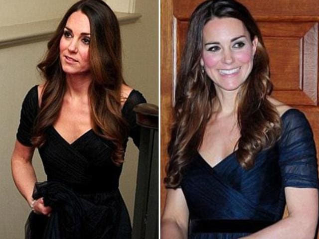 The Duchess kept her neckline unadorned when she first wore the dress to the 100 Women in Hedge Funds Fundraising gala held for charity Action Addiction in October 2013.