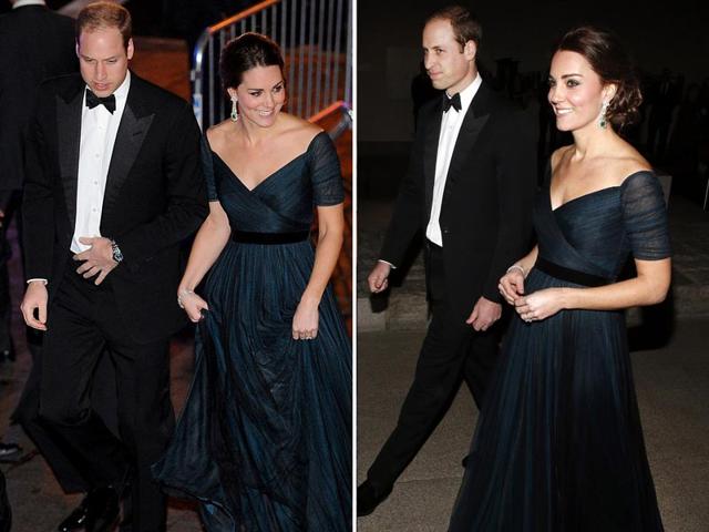The Duchess of Cambridge has turned out to be a loyalist to a gown and has flaunted it at different occasions. She wore an ink-blue empire-waisted, off-the-shoulder Jenny Packham gown for the third time in just over a year, as she attended a formal dinner in New York.