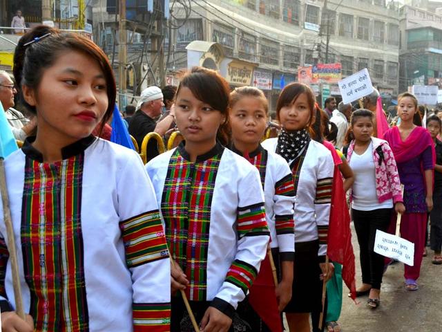 Students-from-Northeast-in-an-residential-school-run-by-Surabhi-ShodhSansthan-in-Chunar-Mirzapur-taking-part-in-an-anti-cow-slaughter-rally-in-Varanasi-UP-Photo-HT Students-from-Northeast-in-an-residential-school-run-by-Surabhi-ShodhSansthan-in-Chunar-Mirzapur-taking-part-in-an-anti-cow-slaughter-rally-in-Varanasi-UP-Photo-HT