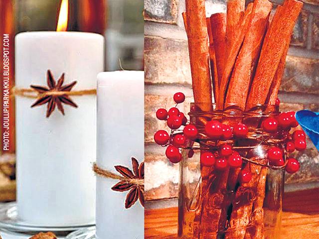 Sweet n’ spicy creativity: Cinnamon, star anise, and fragrant painted cloves ... add some spice to your décor! A festive votive embraced by cinnamon sticks, dried and slashed orange peels used as your dining table centerpiece and candle decoratives using the spices to get an old-school-Christmas-feel — there’s a lot that you can do to change your festive dining game!