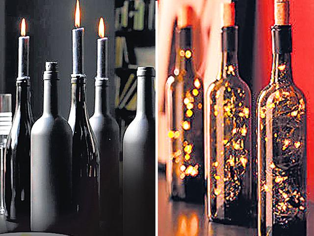 Some heady decoration: Admit it, the season’s got you having a little more wine than you intended to! Well, the best way to repent is by taking your bottles and revamping them to beautify your dining table. From making them aglow with dainty fairylights, to changing them into candle holders after spraying the outside with matte black paint, or dressing them up in customised crochet cuties — take your pick!