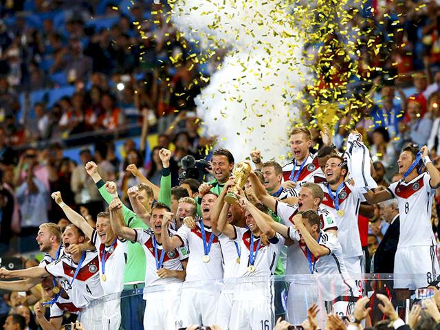 Germany lifts the World Cup trophy as they celebrate their 2014 World Cup final win against Argentina at the Maracana stadium in Rio de Janeiro, in this July 13, 2014 file photo. (Reuters Photo)