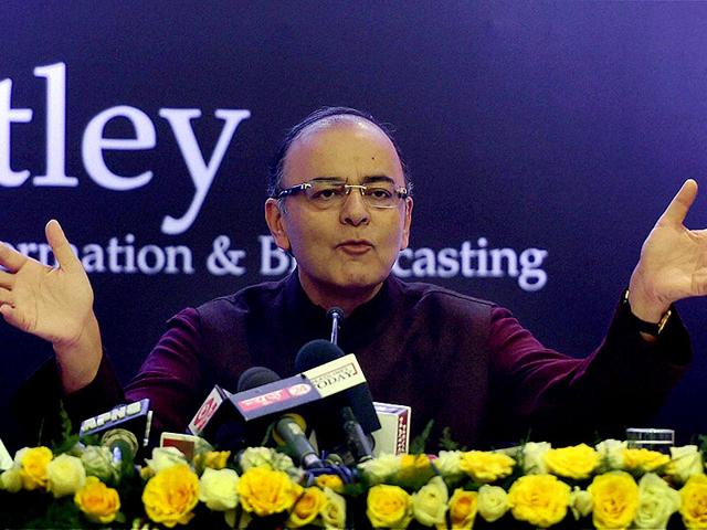 Union-finance-minister-Arun-Jaitley-at-a-press-conference-at-Shastri-Bhawan-in-New-Delhi-Arvind-Yadav-HT-File--Photo