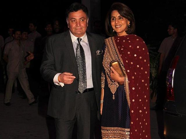 Rishi and Neetu Kapoor attend the wedding of Shatrughan Sinha's son.