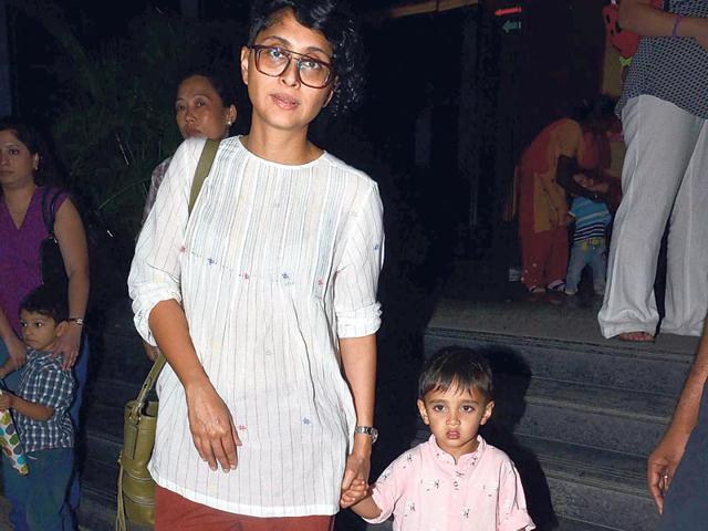 Kiran Rao and her son Azad Rao Khan were seen leaving a party in Worli, Mumbai. (Photo: Viral Bhayani)