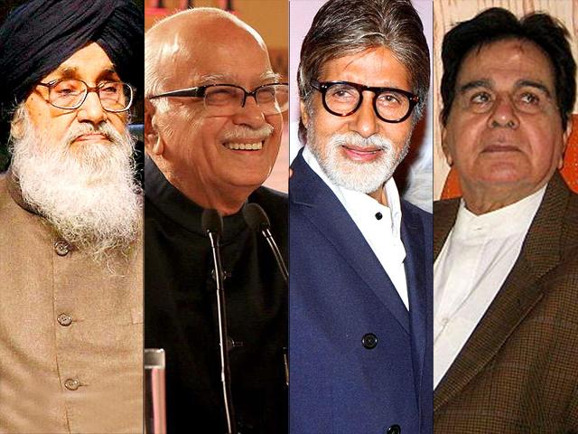 Padma-awardees-Prakash-Singh-Badal-LK-Advani-Amitabh-Bachchan-and-Dilip-Kumar-HT-photo