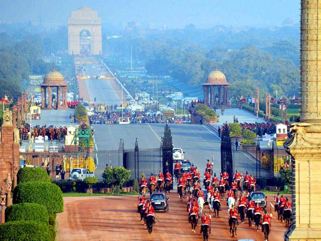 Preparations on as the President leaves Rashtrapati Bhawan. The present Beating Retreat ceremony dates back to the early 1950s when Major Roberts of the Indian Army developed this unique display by the massed bands. (PTI Photo)