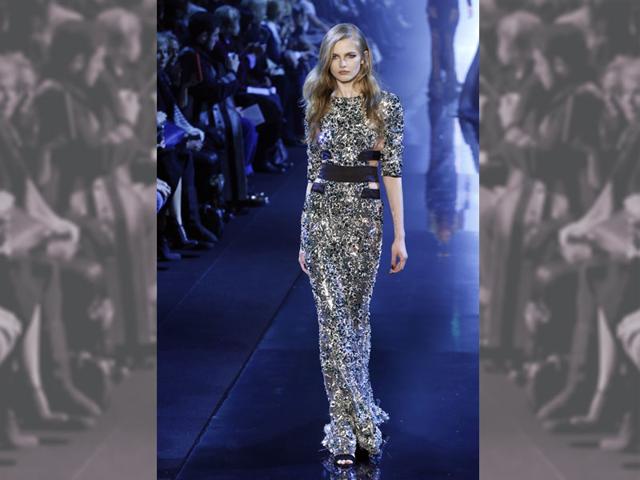 A heavily embellished show-stopping gown by designer of the moment Alexandre Vauthie