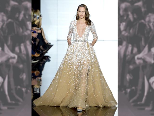 Zuhair Murad's take on the deep V neckline - one of Paris Haute Couture designers' biggest obsessions this season