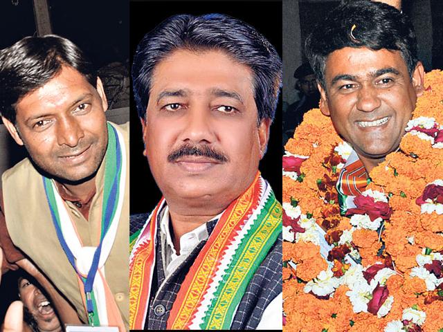 Newly-elected-corporators-from-left-to-right-Praveen-Saxena-Yogendra-Singh-and-Vatsayan-Jain-Praveen-Bajpai-HT-photos