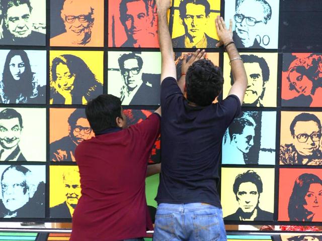 Art installations were placed a day ahead the Hindustan Times Kala Ghoda Arts Festival 2015 in Mumbai. (Photo by Kalpak Pathak/HT photo)