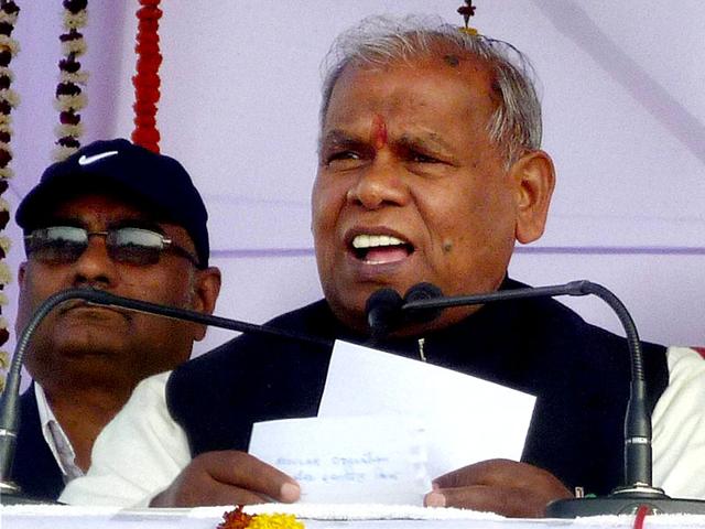 Bihar-chief-minister-Jitan-Ram-Manjhi-addresses-at-a-function-of--Mahadalit-Sammelan-and-foundation-lay-stone-of-Additional-Primary-Health-Centre-in-Khagaria-Bihar-PTI-Photo