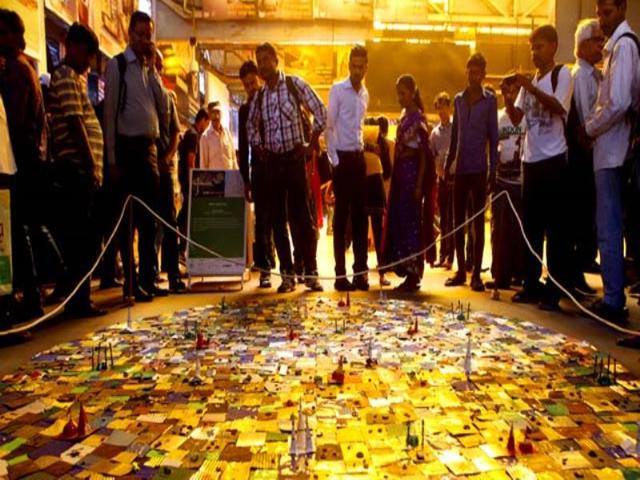 Artist Hema Upadhyay's art installation at the CST railway station caught visitors' attention at Kala Ghoda Arts Festival in Mumbai. (Pratham Gokhale/HT photo)