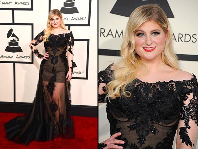 Singer Meghan Trainor arrives at the 57th annual Grammy Awards in Los Angeles. (Reuters)