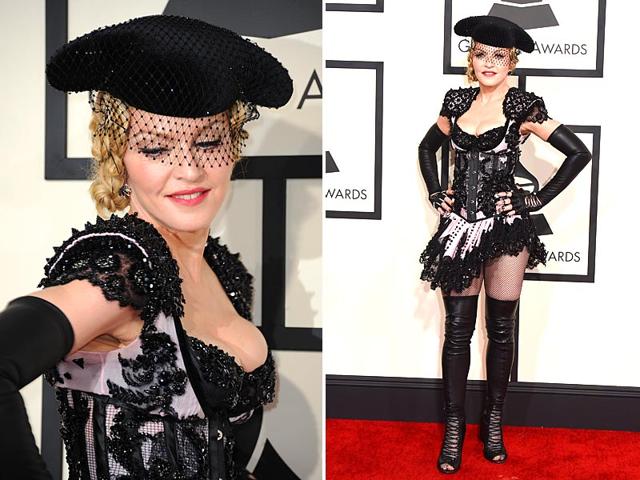Seven-time Grammy winner Madonna arrives on the red carpet for the 57th Annual Grammy Awards in Los Angeles. (AFP)