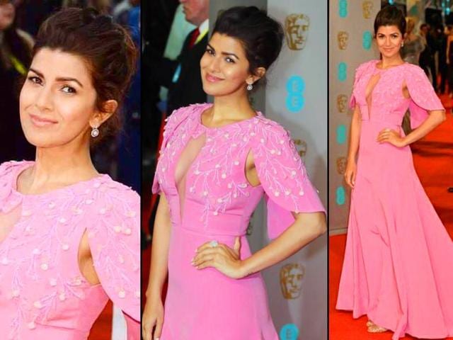Indian actor Nimrat Kaur looks beautiful in a pink gown at the red carpet of British Academy Film Awards in London. (Reuters)