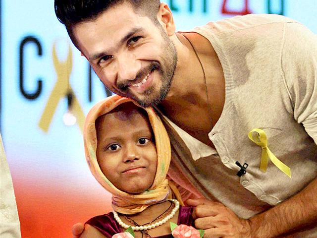Bollywood actor Shahid Kapoor during the Cancerthon, an initiative to raise funds for the support of the treatment of children and young adults battling Cancer, in Mumbai on Sunday. (PTI Photo)