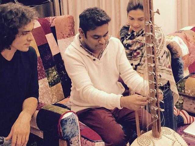 Team Tamasha, filmmaker Imtiaz Ali and actor Deepika Padukone pay a surprise visit to AR Rahman, who is also working on the movie that stars Ranbir Kapoor in the lead role. (Photo: ARRahman/Facebook)