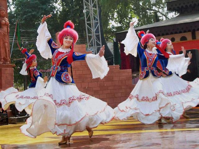 Kyrgyzstan artists perform at Chopal during 29th Surajkund International Crafts Mela-2015, in Faridabad on Wednesday.Dushyant Tyagi/PTI Photo Dushyant Tyagi