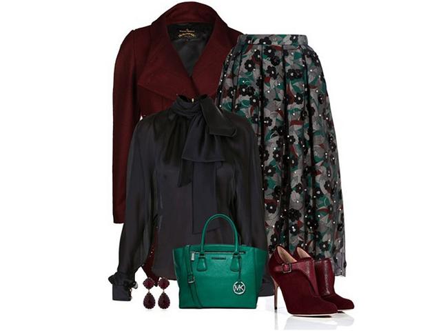 70s dress-up: Holly Fulton skirhoest, Vivienne Westwood Anglomania coat, Balmain blouse, Paul Andrew booties, Michael Michael Kors bag, Larkspur and Hawk earrings