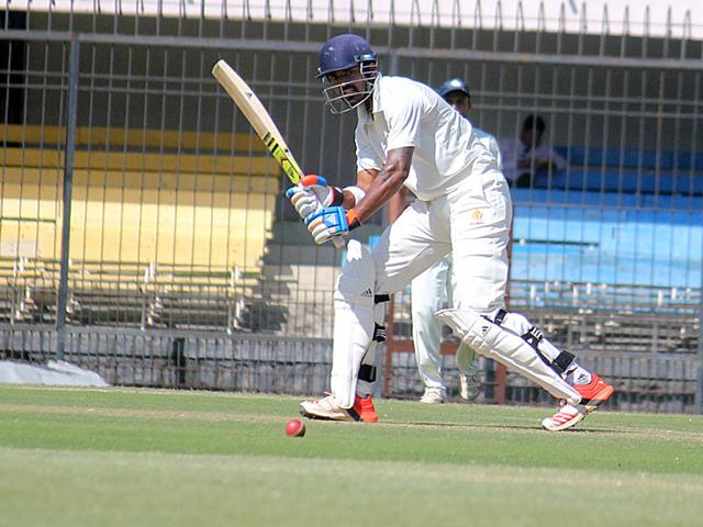 KL Rahul of Karnataka in action against Assam on the first day of the Ranji trophy quarterfinal match in Indore on Monday. (Shankar Mourya/HT photo)