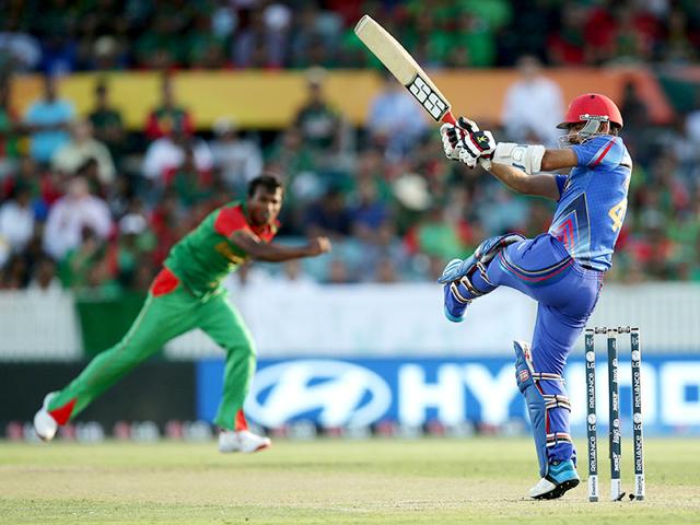 Afghanistan batsman Samiullah Shenwari plays a pull shot. (AP Photo/Rob Griffith) Afghanistan batsman Samiullah Shenwari plays a pull shot. (AP Photo/Rob Griffith)