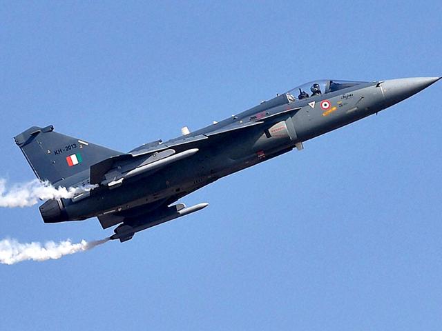 Light Combat Aircraft "Tejas" performs during the air show. (PTI Photo)