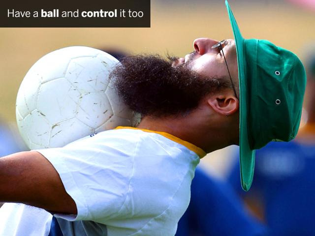 South Africa’s Hashim Amla plays football during training at Seddon Park, Hamilton on February 14 ahead of their match against Zimbabwe the next day. (AFP Photo)
