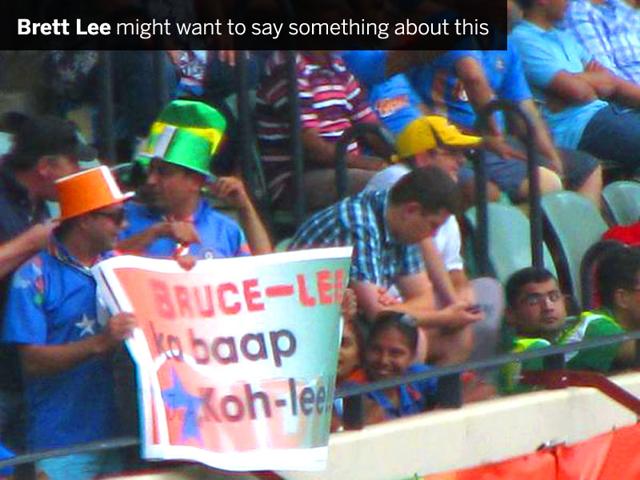 Posted spotted in the stands to the left of the media box at the Adelaide Oval. (Nilankur Das/HT Photo)