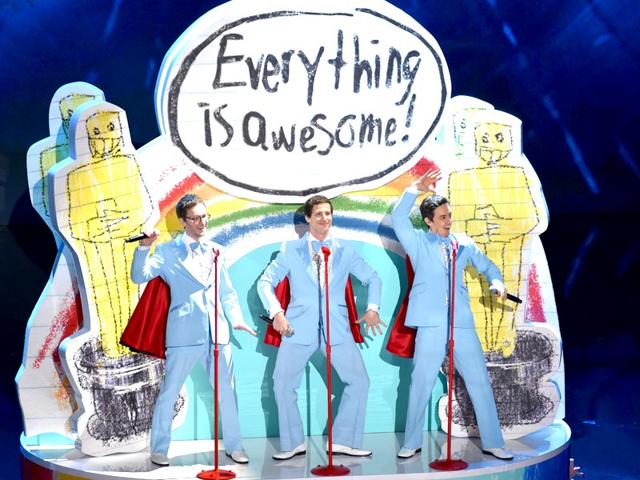 Tegan & Sara and The Lonely Island performed Everything is Awesome from The Lego Movie. (Photo: AP)