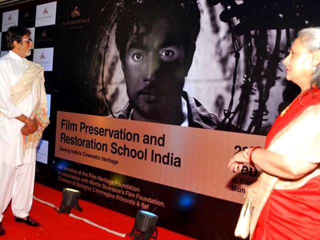 Jaya Bachchan and Amitabh Bachchan look stunning together at Film Restoration workshop. (AFP)