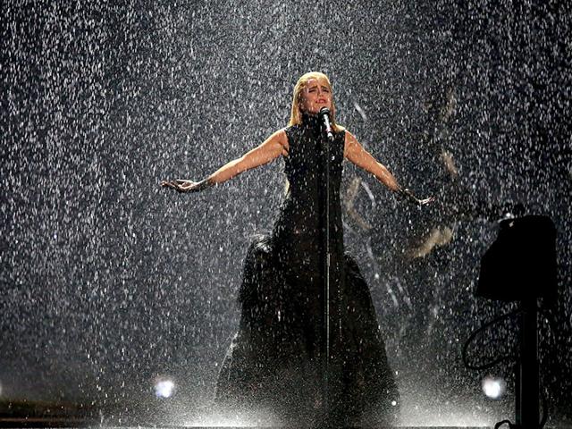 Paloma Faith performs at the Brit Awards 2015 at the 02 Arena in London. (AP)