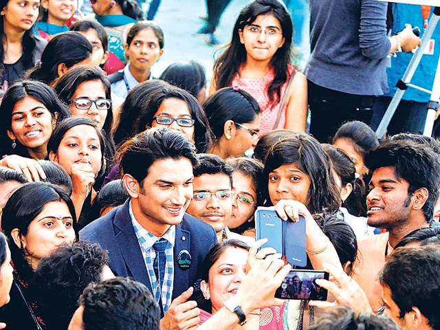 Sushant Singh Rajput at a fashion show with students of a Mumbai college. (Photo: Yogen Shah)