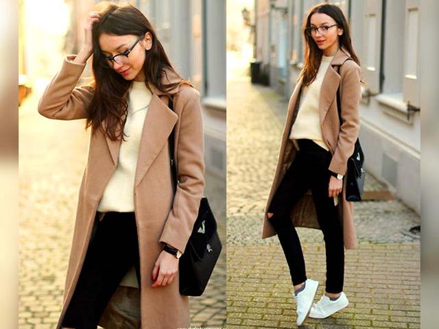 Camel coat: This long coat-black skinny jeans pairing is elegant, lady-like yet very urban. (AFP)