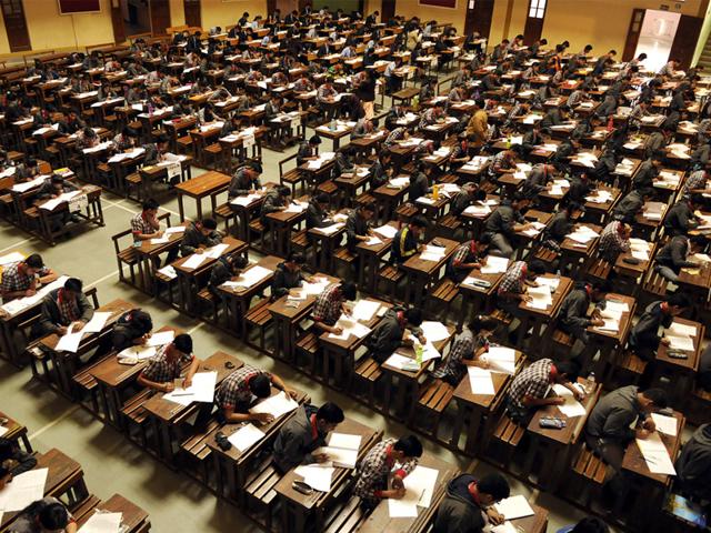 Schoolchildren-take-the-Class-12-board-exam-at-St-Paul-School-in-Indore-on-Monday-Arun-Mondhe-HT-photo