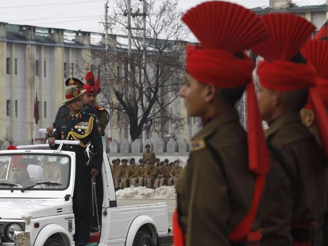 The 179 recruits from Jammu and Kashmir were formally inducted into the Indian Army's JKLIR after training. Waseem Andrabi/HT