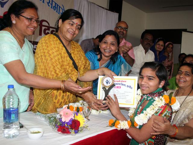 BJP-MLA-Usha-Thakur-at-an-event-organised-by-MP-women-and-child-development-department-in-Indore-on-International-Women-s-Day-Shankar-Mourya-HT-photo
