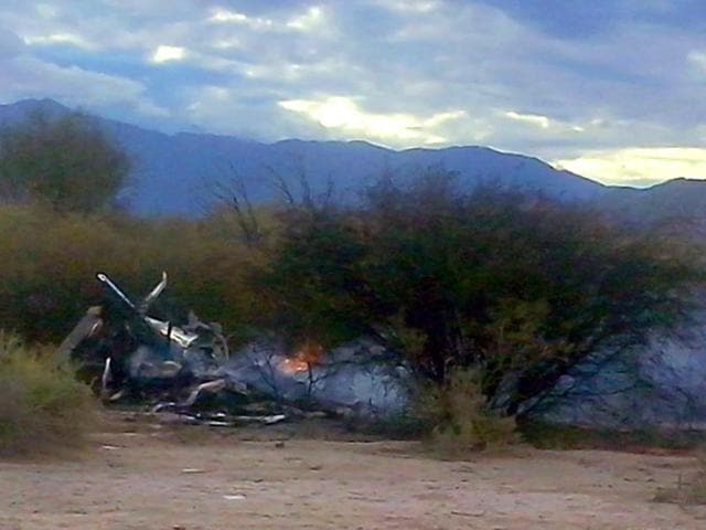 Picture-of-the-burning-wreckages-of-two-helicopters-which-collided-mid-air-near-Villa-Castelli-in-the-Argentine-province-of-La-Rioja-AFP-Photo