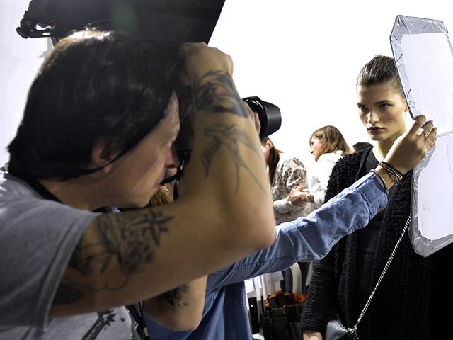 Isabel Marant: Light testing backstage at the Isabel Marant show.