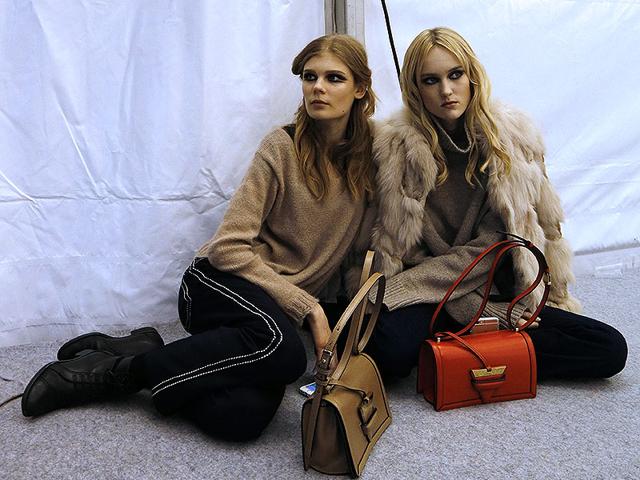 Elie Saab: Models hang out backstage before the Elie Saab show.
