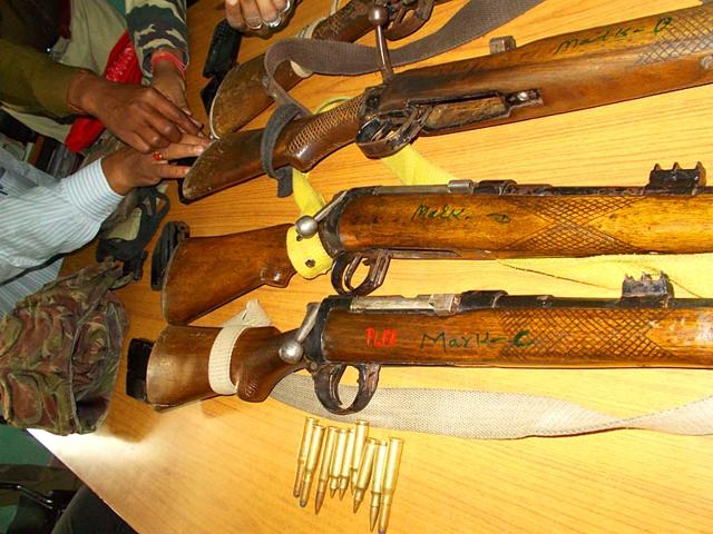 Arms-and-ammunition-seized-after-a-raid-at-PLFI-camp-in-Simdega-district-of-Jharkhand-HT-Photo Arms-and-ammunition-seized-after-a-raid-at-PLFI-camp-in-Simdega-district-of-Jharkhand-HT-Photo