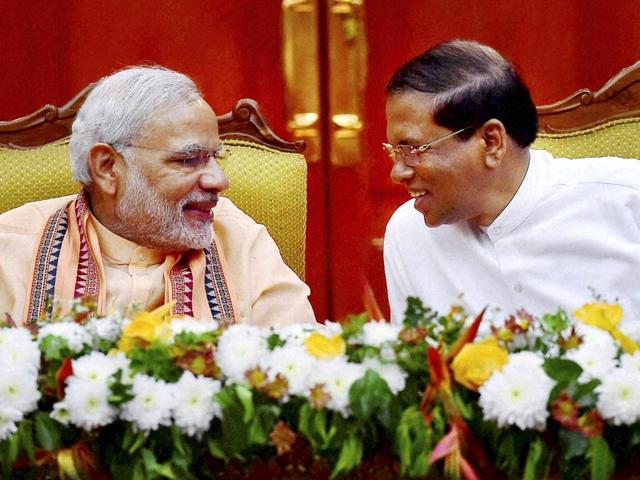 Prime-Minister-Narendra-Modi-with-Sri-Lankan-President-Maithripala-Sirisena-during-an-agreement-signing-ceremony-in-Colombo-PTI-photo